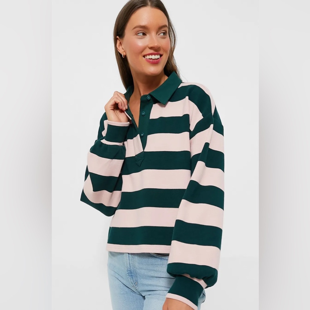 Tuckernuck Pink and Green Striped Sweatshirt